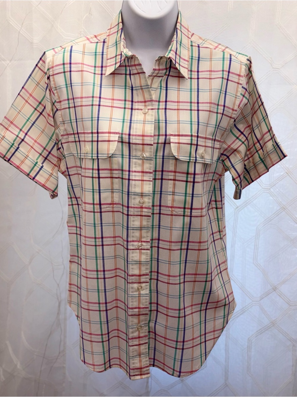 Nell Flowers Vintage 80’s Button Down Short Sleeve Shirt Women's Preppy Retro 10